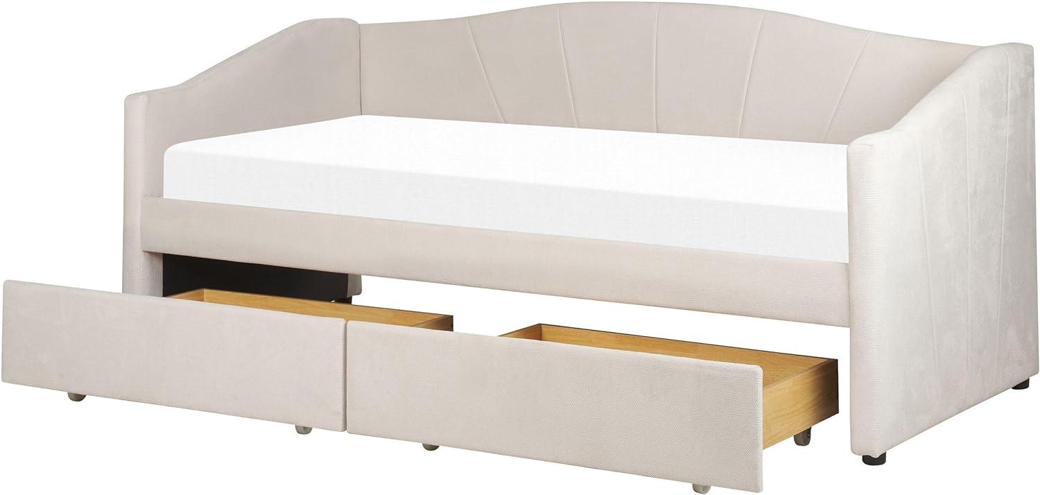 Tagesbett Polsterbezug hellbeige mit Bettkasten 90 x 200 cm VITTEL Bild 1