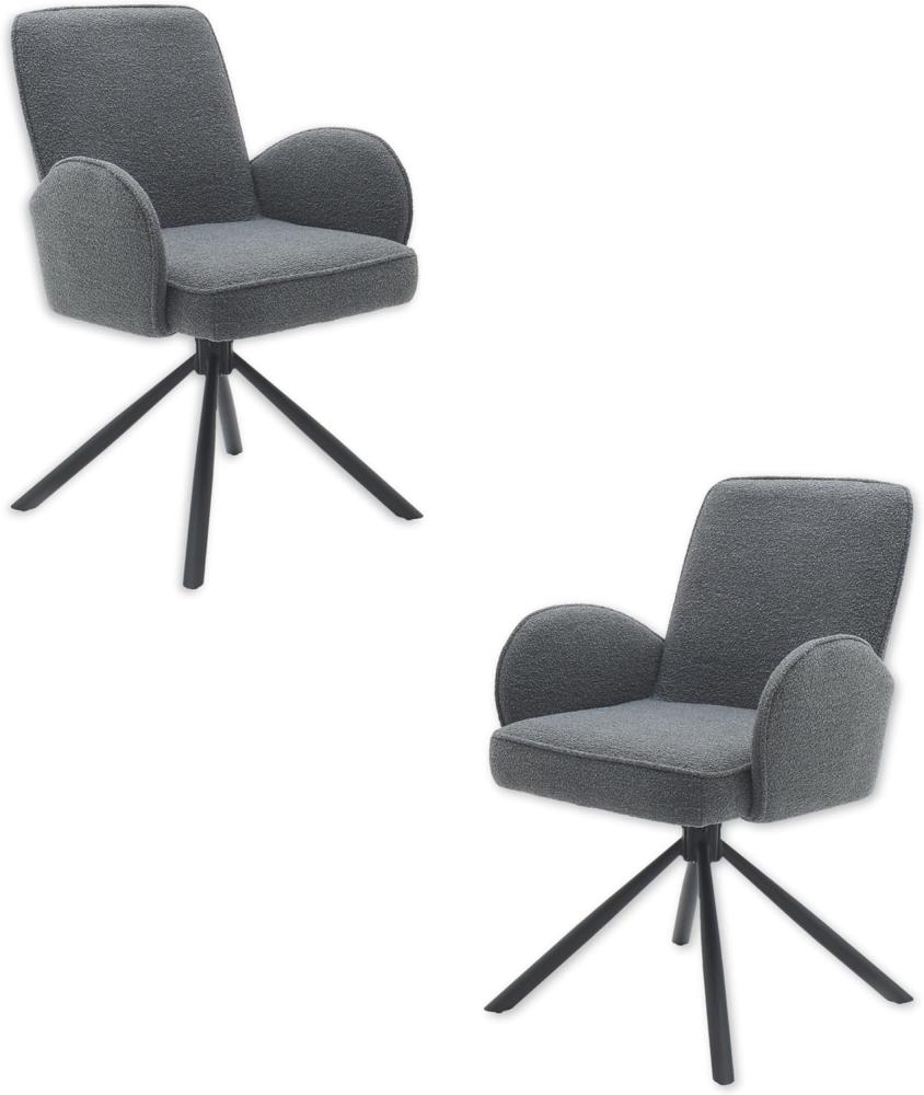 Malia Esszimmerstühle 2er Set mit schwarzem Metallgestell, Grau - Bequeme Stühle für Esszimmer & Wohnzimmer - 58 x 86 x 63 cm (B/H/T) Bild 1