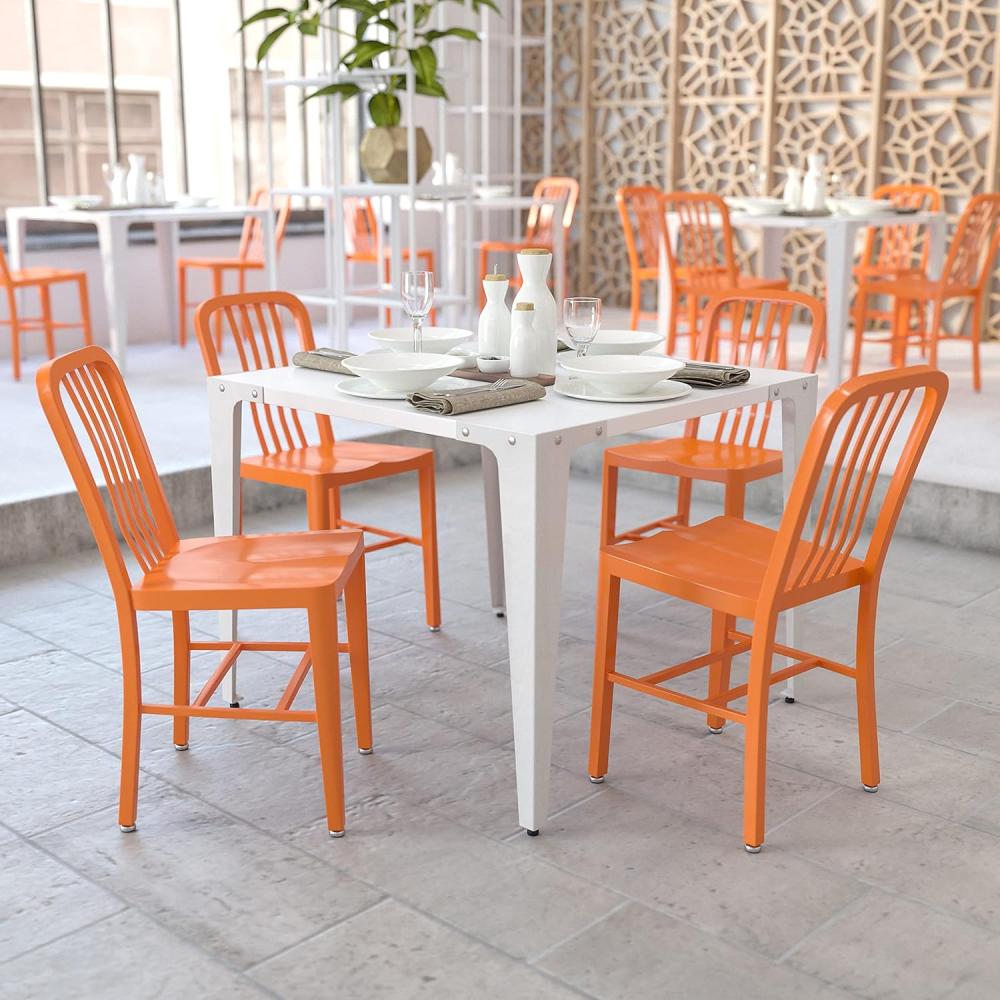 Flash Furniture Stuhl für Innen und Außenbereich, Legierter Stahl Kunststoff, Orange, 50. 8 x 39. 37 x 84. 46 cm Bild 1