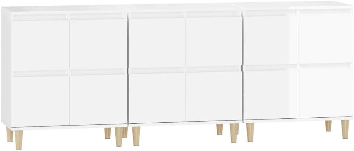 Sideboards 3 Stk. Hochglanz-Weiß 60x35x70 cm Holzwerkstoff (Farbe: Weiß) Bild 1