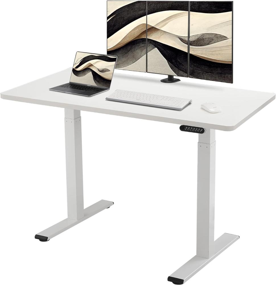 E.For.U® höhenverstellbarer Schreibtisch 160x80 cm, 2 Motoren, elektrisch höhenverstellbares Tischgestell mit 2-Fach-Teleskop, Memory-Steuerung (Weiß), DT20L mit Tischplatte (Weiß) Bild 1