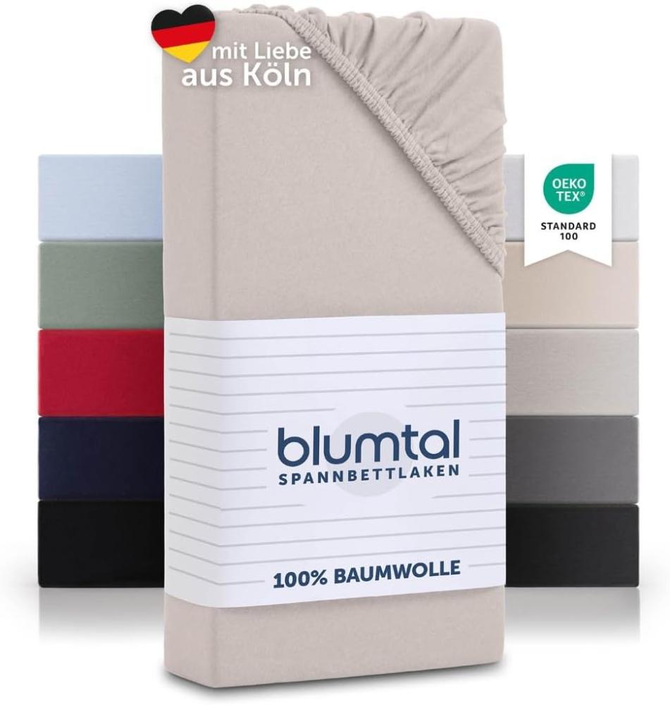 Blumtal® Basics Jersey Spannbettlaken 200x200cm -Oeko-TEX Zertifiziert, 100% Baumwolle Bettlaken, bis 20cm Matratzenhöhe, Elfenbein Bild 1