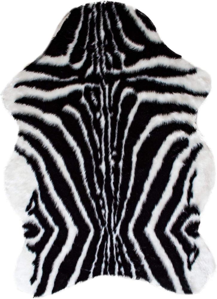 Kunstfell Teppich- Zebra Schwarz Weiß in 3 Größen, Tier Fell, Tiermuster in Weiß Schwarz 150cm x 220cm Bild 1