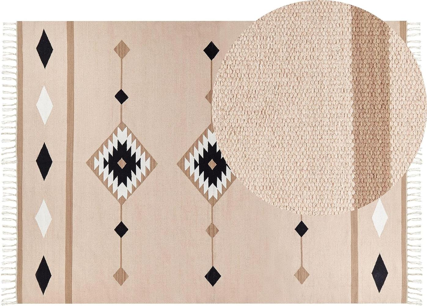 Kelim Teppich Baumwolle mehrfarbig 200 x 300 cm geometrisches Muster Kurzflor BERDIK Bild 1