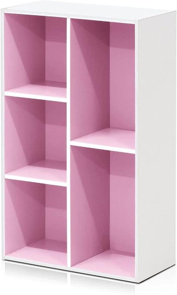 Furinno offenes Bücherregal mit 5 Fächern, holz, Weiß/Rosa, 49. 5 x 23. 9 x 80 cm Bild 1