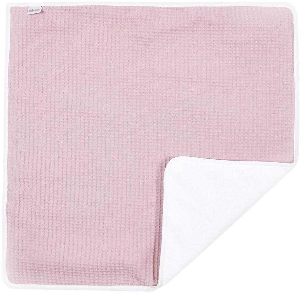 KraftKids Wickeltischunterlage Waffel Piqué rosa, Windelmatte aus 100% Baumwolle, wasserundurchlässige Reise-Wickelunterlage Bild 1