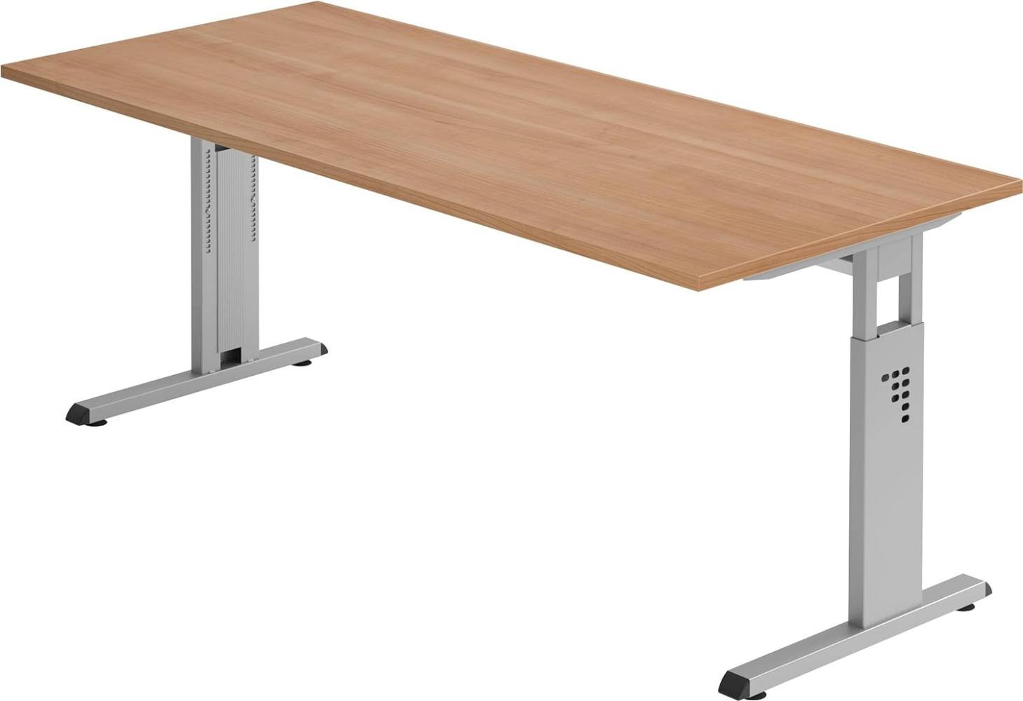 bümö® Stabiler Schreibtisch höhenverstellbar 180 x 80 cm | Bürotisch in Nussbaum | Büroschreibtisch mit Höheneinstellung | Tisch für Büro in 9 Größen & 7 Dekoren Bild 1
