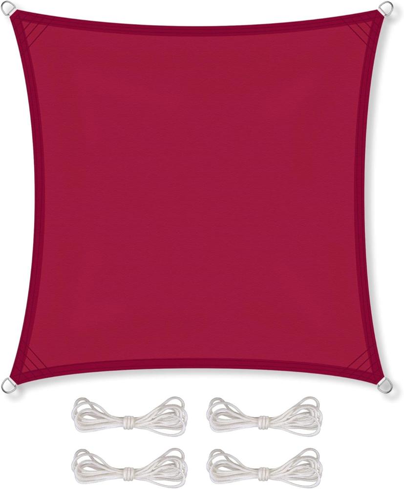 CelinaSun Sonnensegel inkl Befestigungsseile Premium PES Polyester wasserabweisend imprägniert Quadrat 2,6 x 2,6 m rot Bild 1