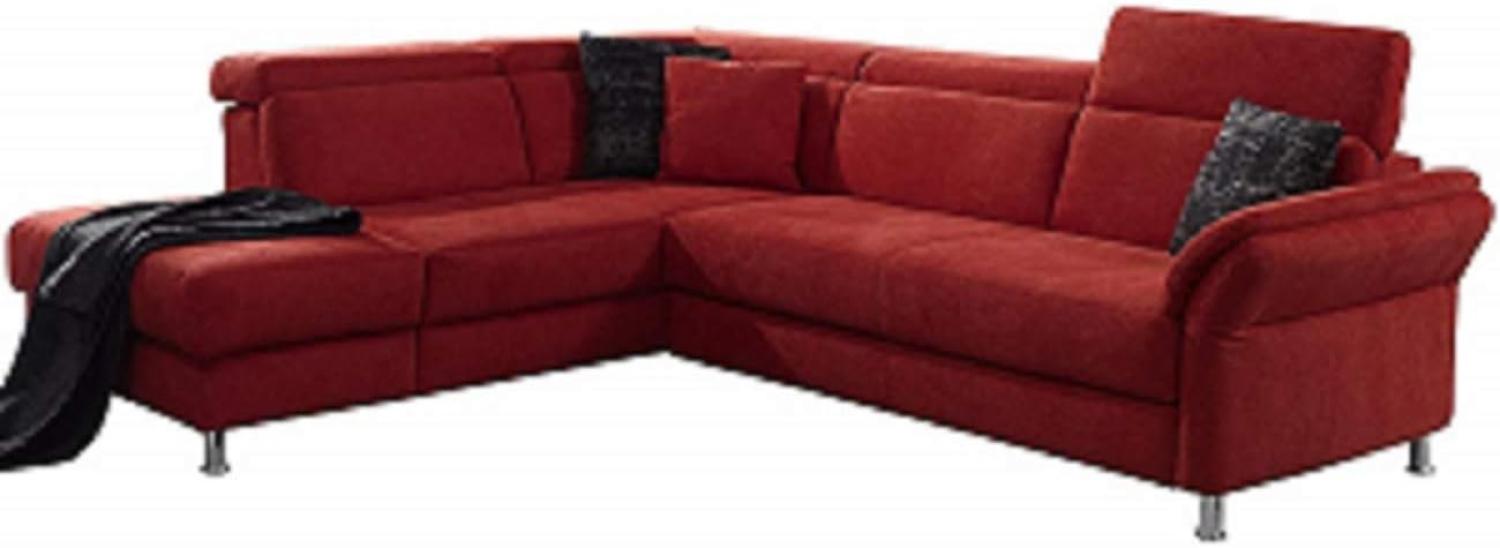 Cavadore Ecksofa Avagnoon mit Ottomane links, L-Form Sofa mit Kopfteilverstellung, 269 x 81 x 228, Flachgewebe rot Bild 1