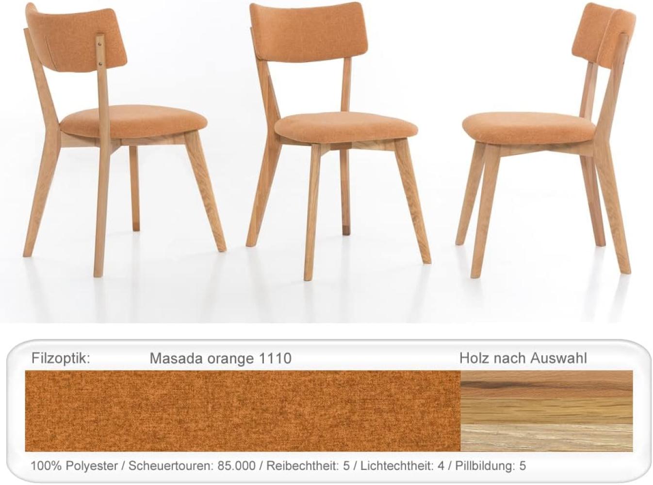 4x Holzstuhl Norina 32 Polsterstuhl Esszimmerstuhl Küchenstuhl Variant Eiche natur geölt, Masada orange Bild 1