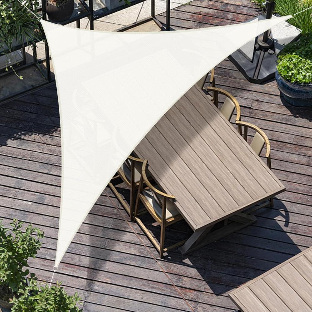 SUNNY GUARD Sonnensegel Dreieck 3x3x4.25m Sonnenschutz Atmungsaktiv HDPE UV Schutz für Balkon Terrasse Garten, Creme Bild 1