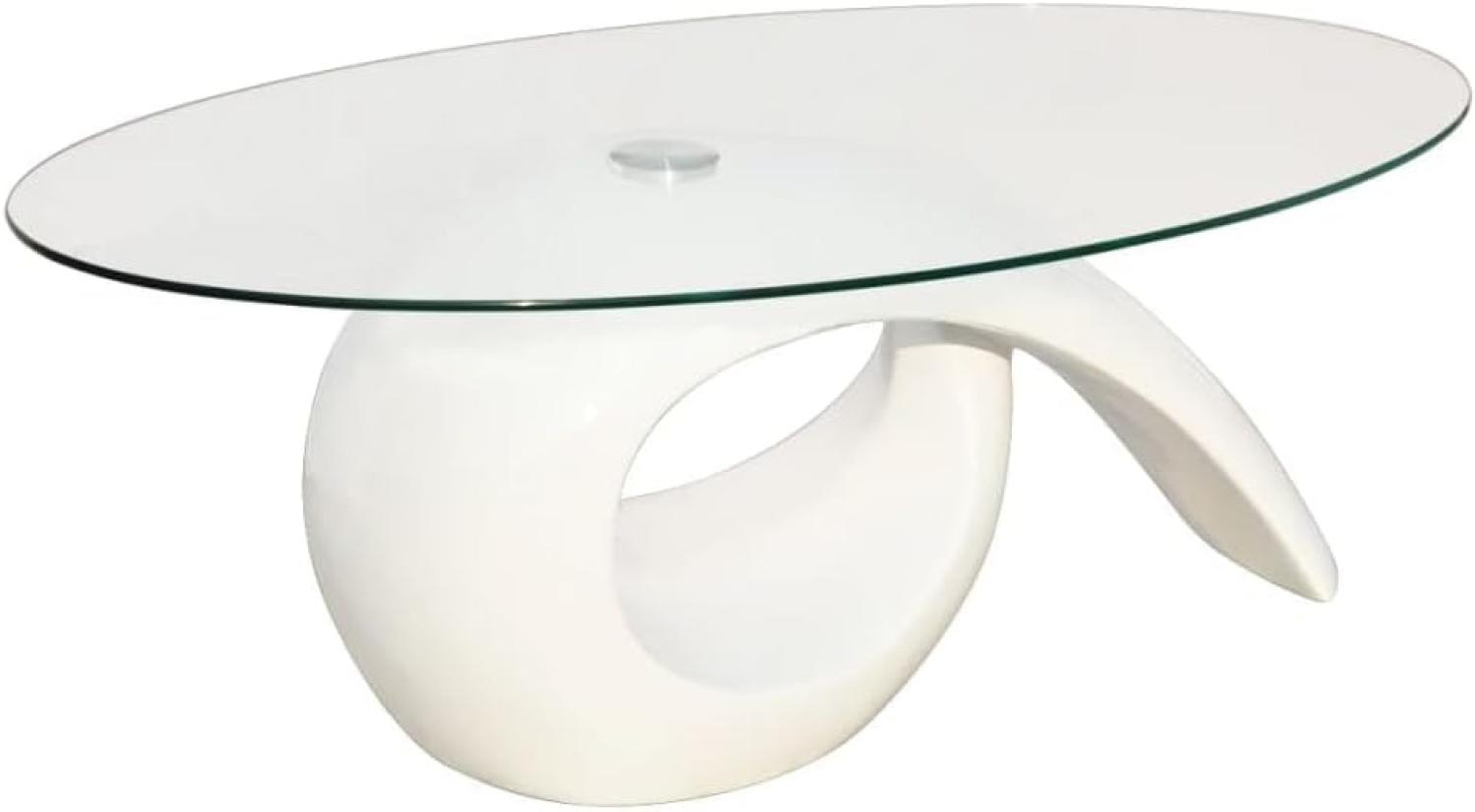 vidaXL Couchtisch mit ovaler Glasplatte Hochglanz Weiß [240431] Bild 1