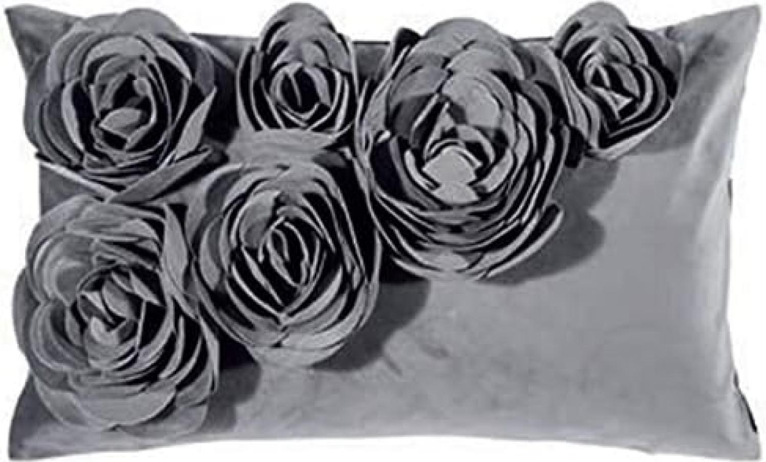 PAD Kissenhülle Samt Floral Grau (30x50cm) 10154-U25-3050 Bild 1