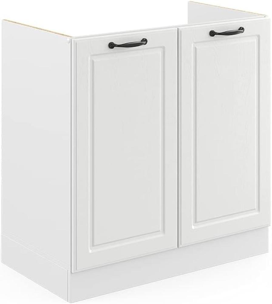 Vicco Spülenunterschrank R-Line, Weiß Landhaus/Weiß, 80 cm, AP Marmor Bild 1