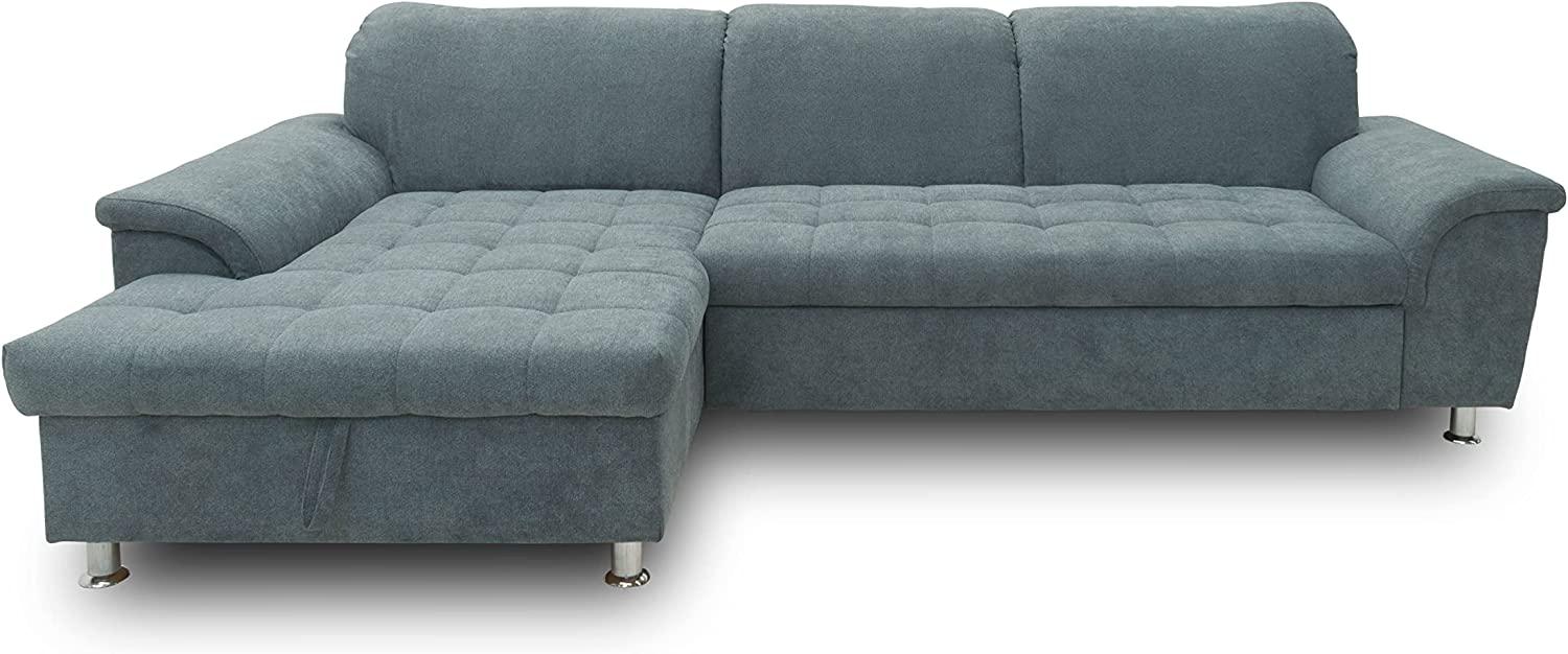 DOMO Ecksofa Franzi / Couch mit Schlaffunktion Bettkasten Rückenfunktion / 281x170x81 cm / Eckcouch in grau Bild 1