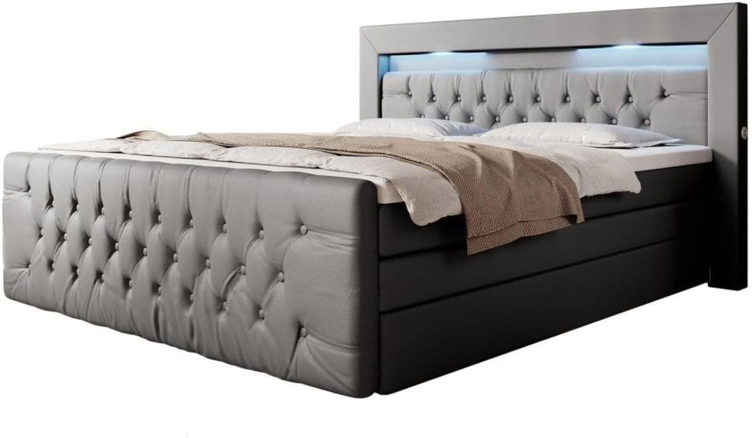 Boxspringbett Sonno mit LED, USB und Stauraum 200x200 H2 Grau Bild 1