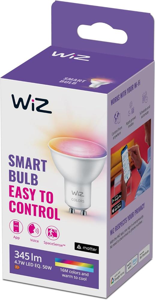 WiZ Tunable White and Color LED Spot, GU10, dimmbar,warm -bis kaltweiß, 16 Mio. Farben, 50W, smarte Steuerung per App/Stimme über WLAN Bild 1