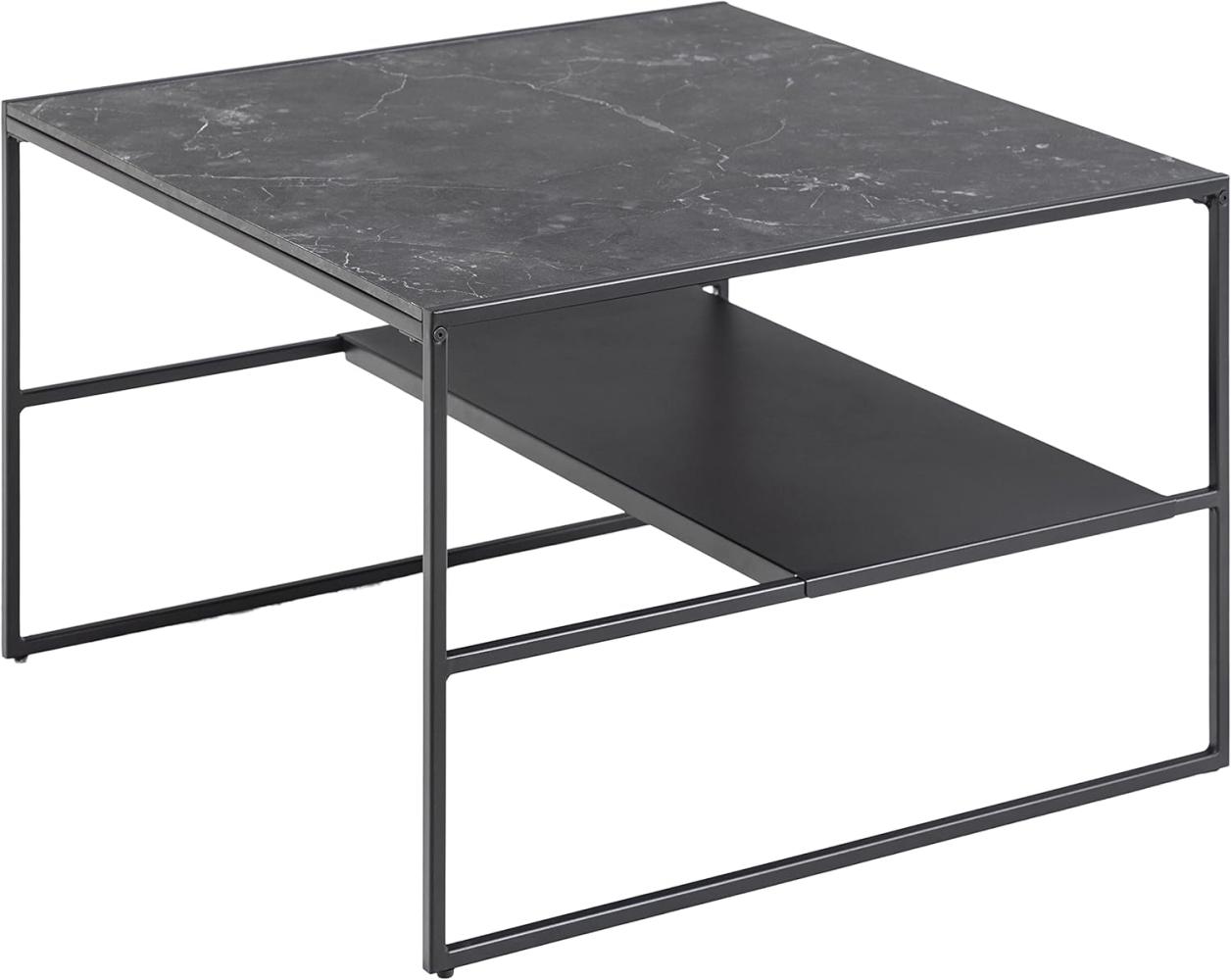 Amazon-Marke: Movian Couchtisch mit einer Ablage, marmorierte Tischplatte, schwarzes Metallgestell, 70. 1 x 44. 96 x 70. 1 cm, Quadratisch, Schwarz Bild 1