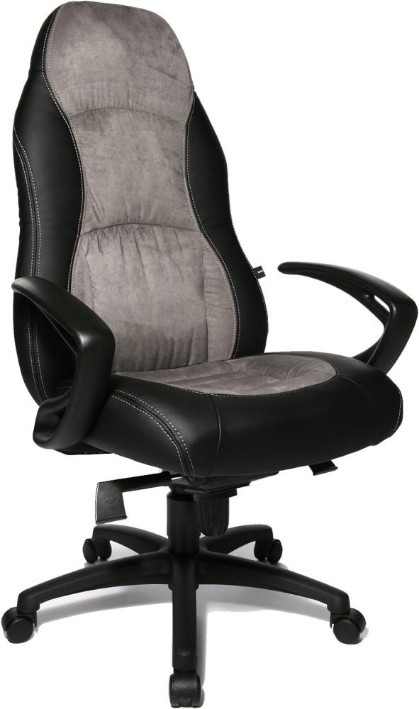Topstar Speed Chair, Chefsessel, Bürostuhl, Schreibtischstuhl, inkl. Armlehnen, Kunstleder/Mikrofaser, schwarz/grau Bild 1
