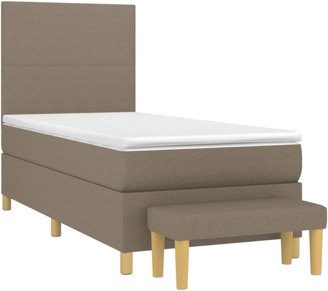 vidaXL Boxspringbett mit Matratze Taupe 90x200 cm Stoff Bild 1