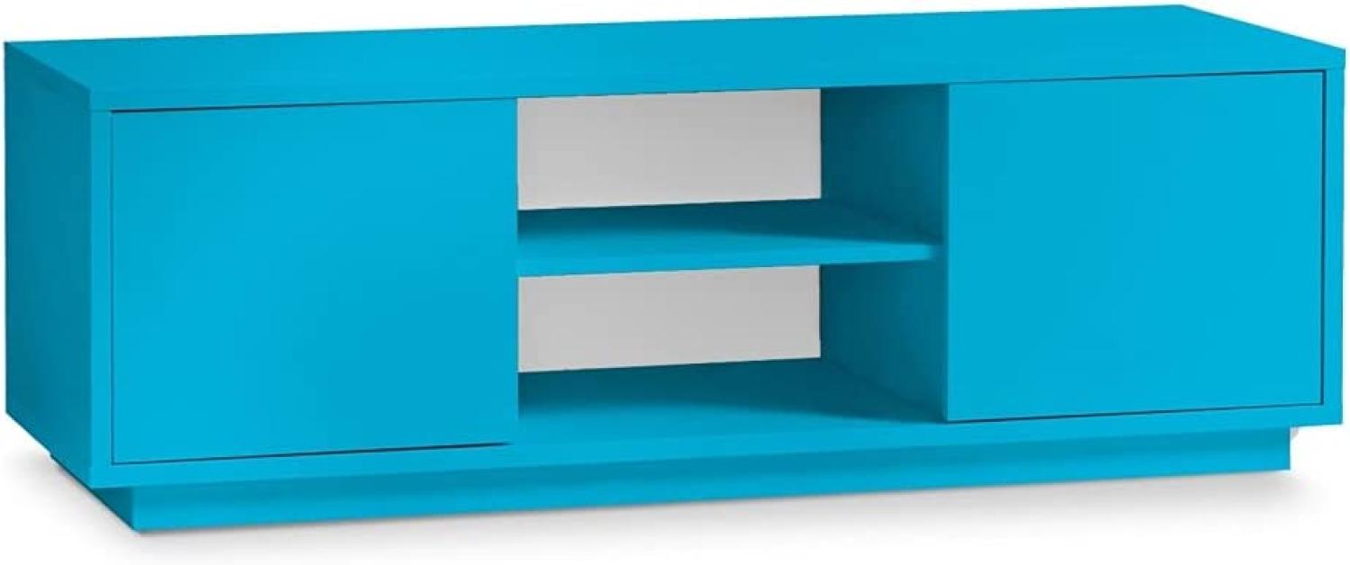 AILEENSTORE TV-Lowboard Eyecatcher - Fernseher-Tisch in Holz-Optik - HiFi-Kommode mit 2 Türen & 2 Fächern - Wohnzimmer-Möbel türkis-blau Bild 1