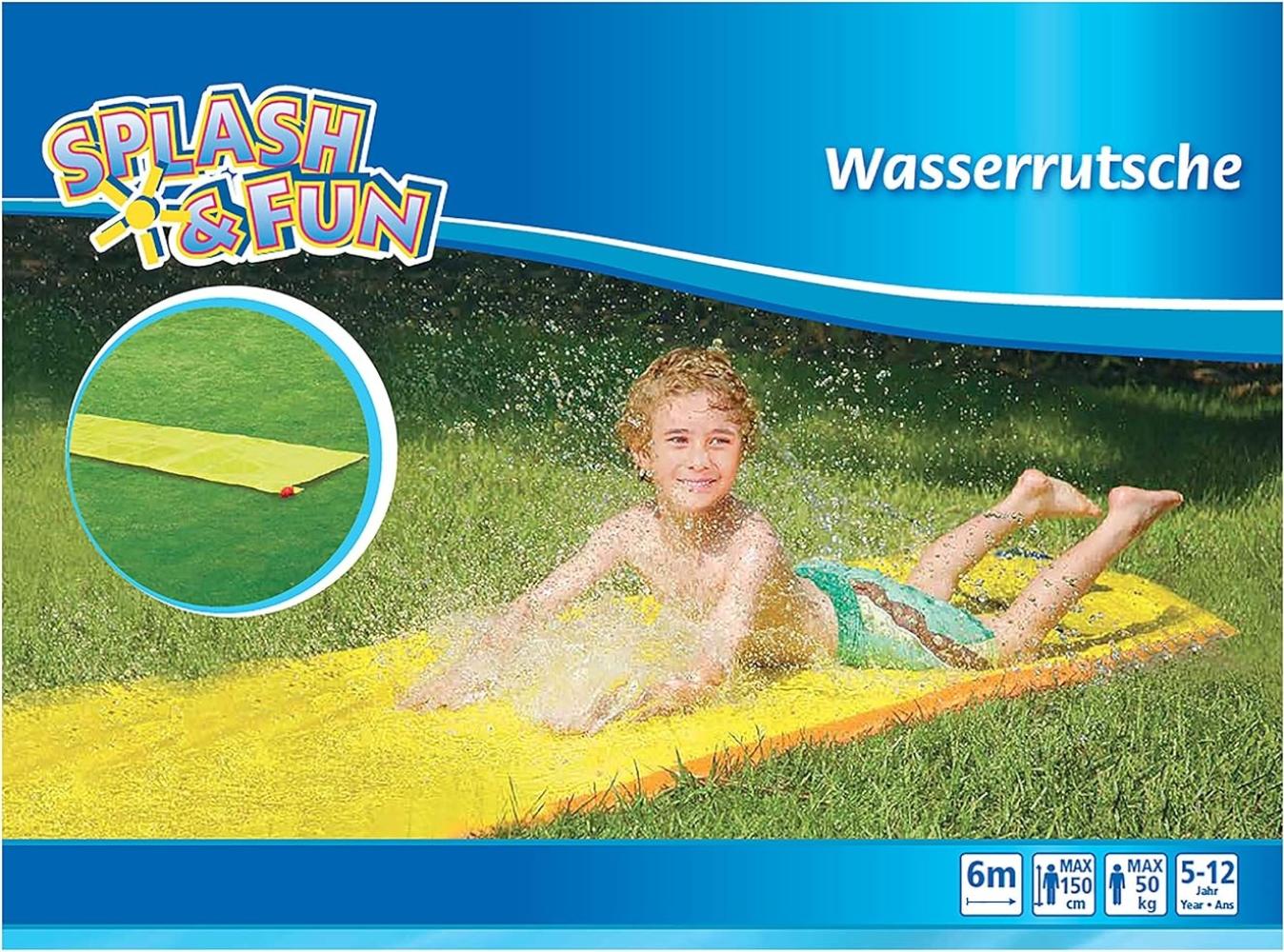 The Toy Company 18484 'Splash & Fun Wasserrutsche' ca. 600 x 80 cm, ab 5 Jahren, bis 50 kg belastbar, gelb Bild 1