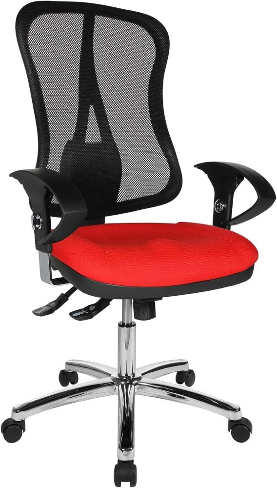 Topstar Head Point SY Deluxe, ergonomischer Bürostuhl, Schreibtischstuhl, inkl. Armlehnen, Stoff, rot/schwarz Bild 1