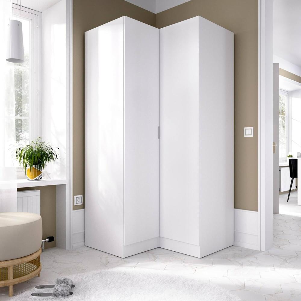 Dmora Elgon, Eckschrank für Schlafzimmer, Kleiderschrank mit 2 Flügeltüren, 91 x 93 x 184 cm, Weiß Bild 1