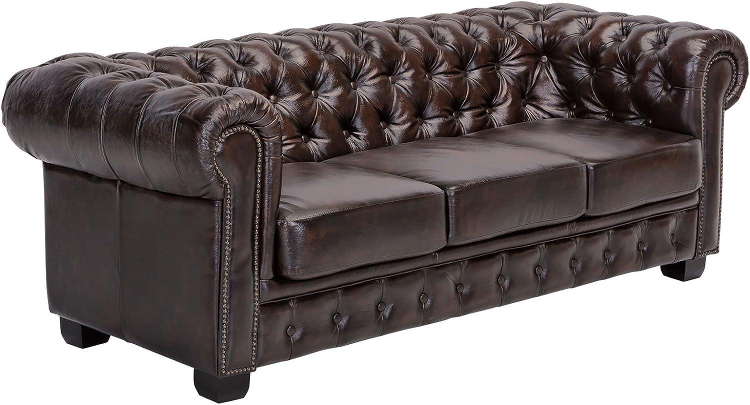 Sofa Chesterfield 3-Sitzer Echtleder Bild 1