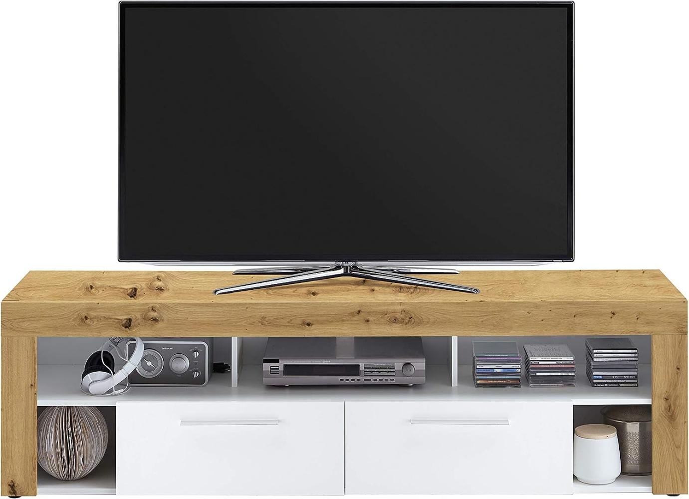 FMD Möbel - VIBIO 2 - TV/Hifi Lowboard - melaminharzbeschichtete Spanplatte - Artisan Oak Nb/weiß - 180 x 52,8 x 41,3cm Bild 1