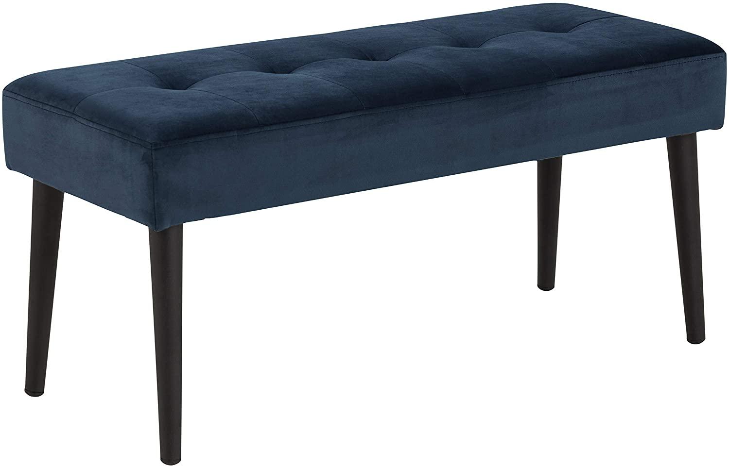 AC Design Furniture Gloria Bench, Fabric, Blue, L: 38 x W: 95 x H: 45 cm Bild 1
