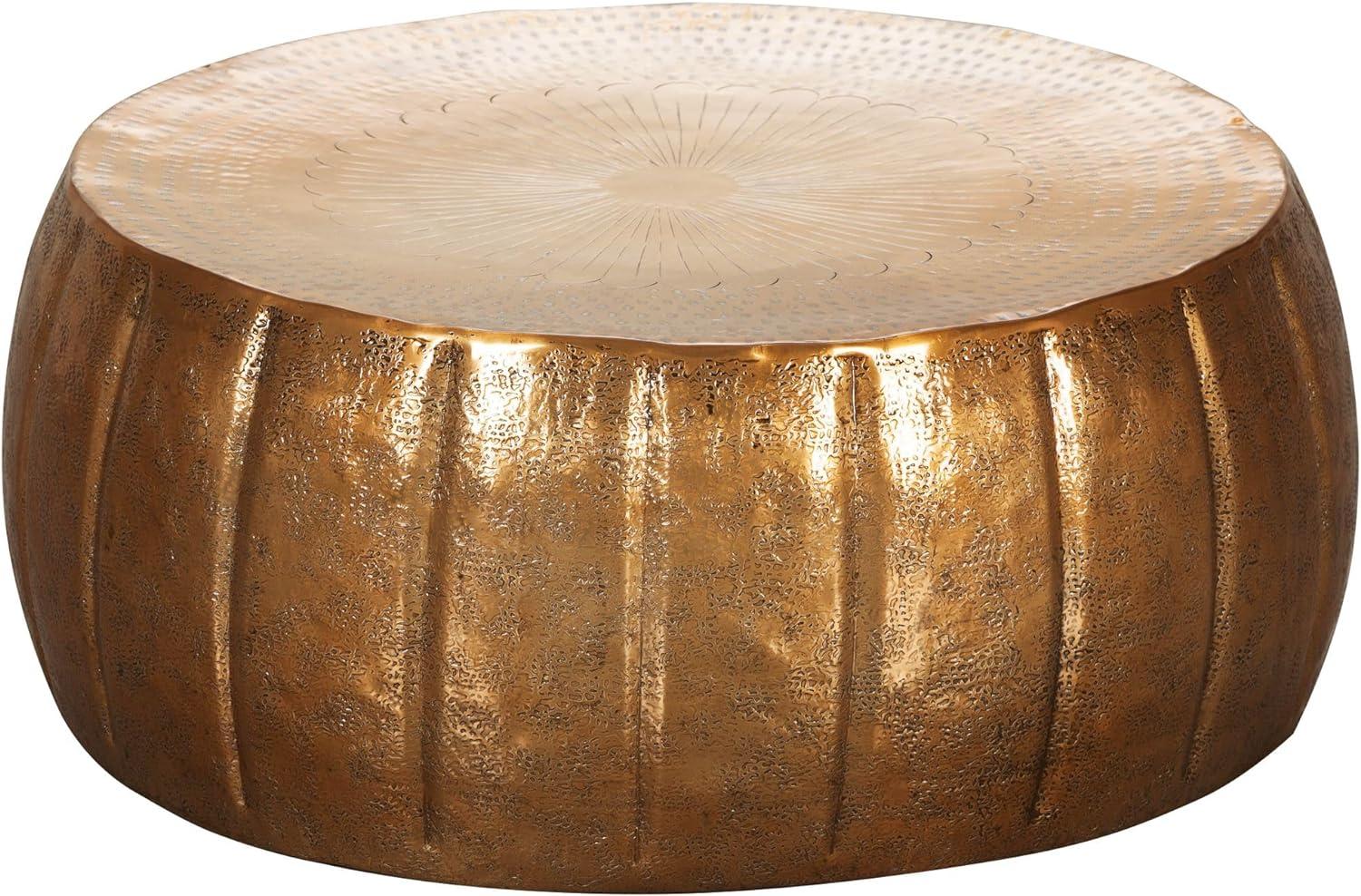 Wohnling Couchtisch JAMALI 72x31x72cm Aluminium Beistelltisch orientalisch rund, Gold Bild 1