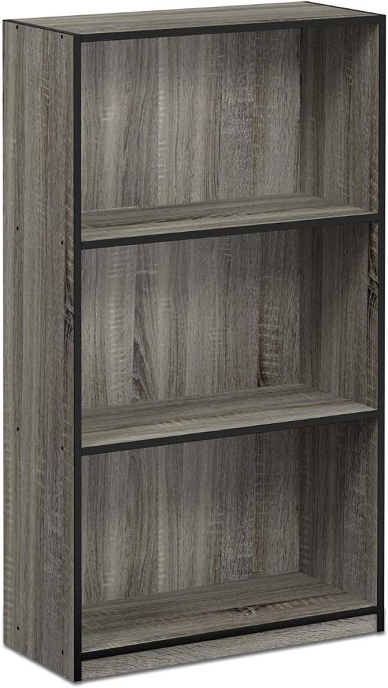 Furinno Basic Bücherregal mit 3 Fächern, Aufbewahrungsregal, holz, Französische Eiche Grau/Schwarz, 23. 5 x 55. 25 x 100. 33 cm Bild 1