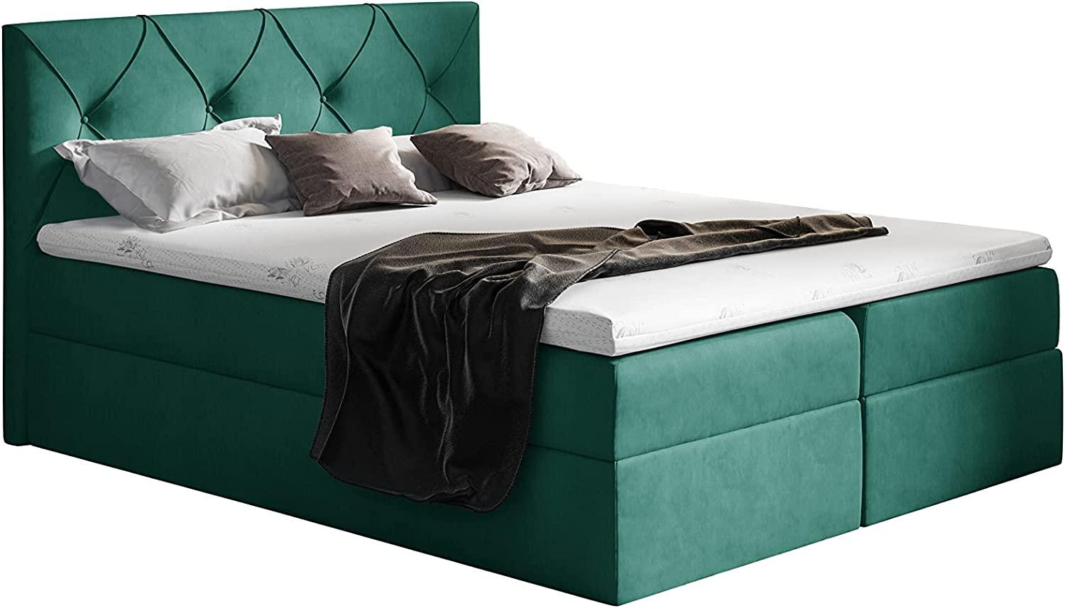 Stylefy 'Arian' Boxspringbett Velours Grün 200 x 200 cm Bild 1