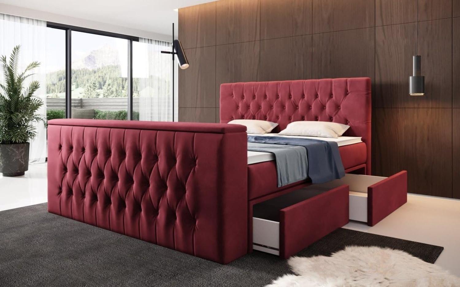 Boxspringbett Vulnero mit TV Lift und Stauraum 180x200 Rot H4 Bild 1