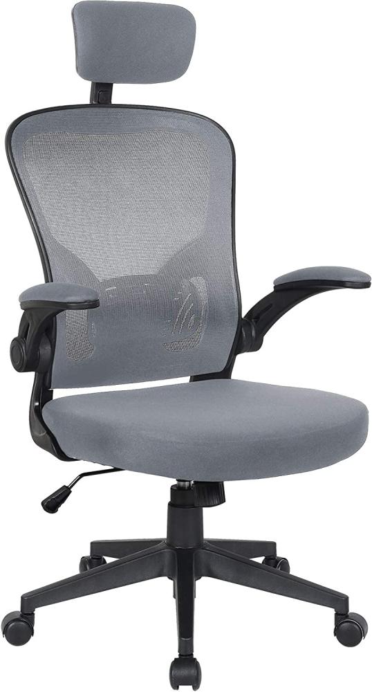 Bürostuhl Ergonomisch Drehstuhl Schreibtischstuhl Mesh Netzstoff office Stuhl Schwarz / Grau mit Kopfstütze Bild 1