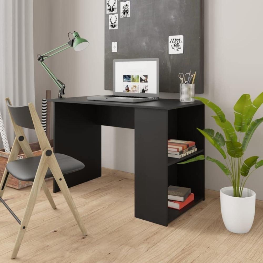 Schreibtisch, Spanplatte Schwarz, 110 × 60 × 73 cm Bild 1
