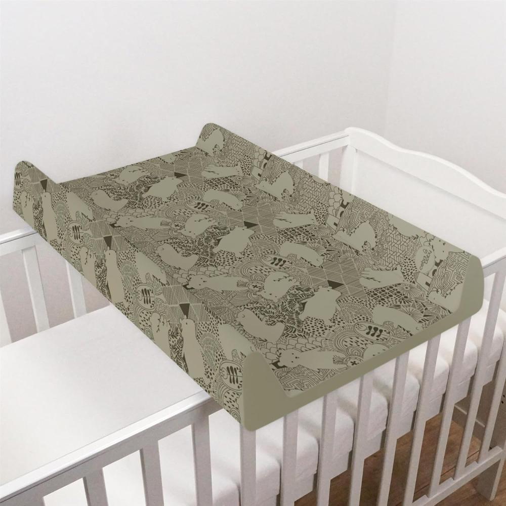 Baby Hardbase Wickelauflage/Top Changer 70x50 cm passt 120x60 cm Kinderbett Unisex Keilabrollwindel Neugeborenes Baby wasserdichte Wickelauflage mit erhöhten Kanten (Muster) Bild 1