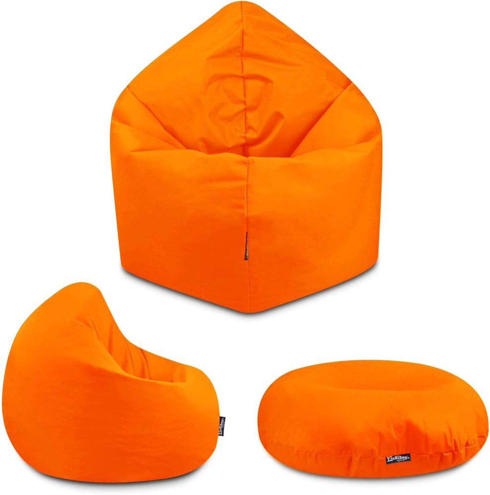 BuBiBag - 2in1 Sitzsack Bodenkissen - Outdoor Sitzsäcke Indoor Beanbag in 32 Farben und 3 Größen - Sitzkissen für Kinder und Erwachsene (100 cm Durchmesser, Orange) Bild 1