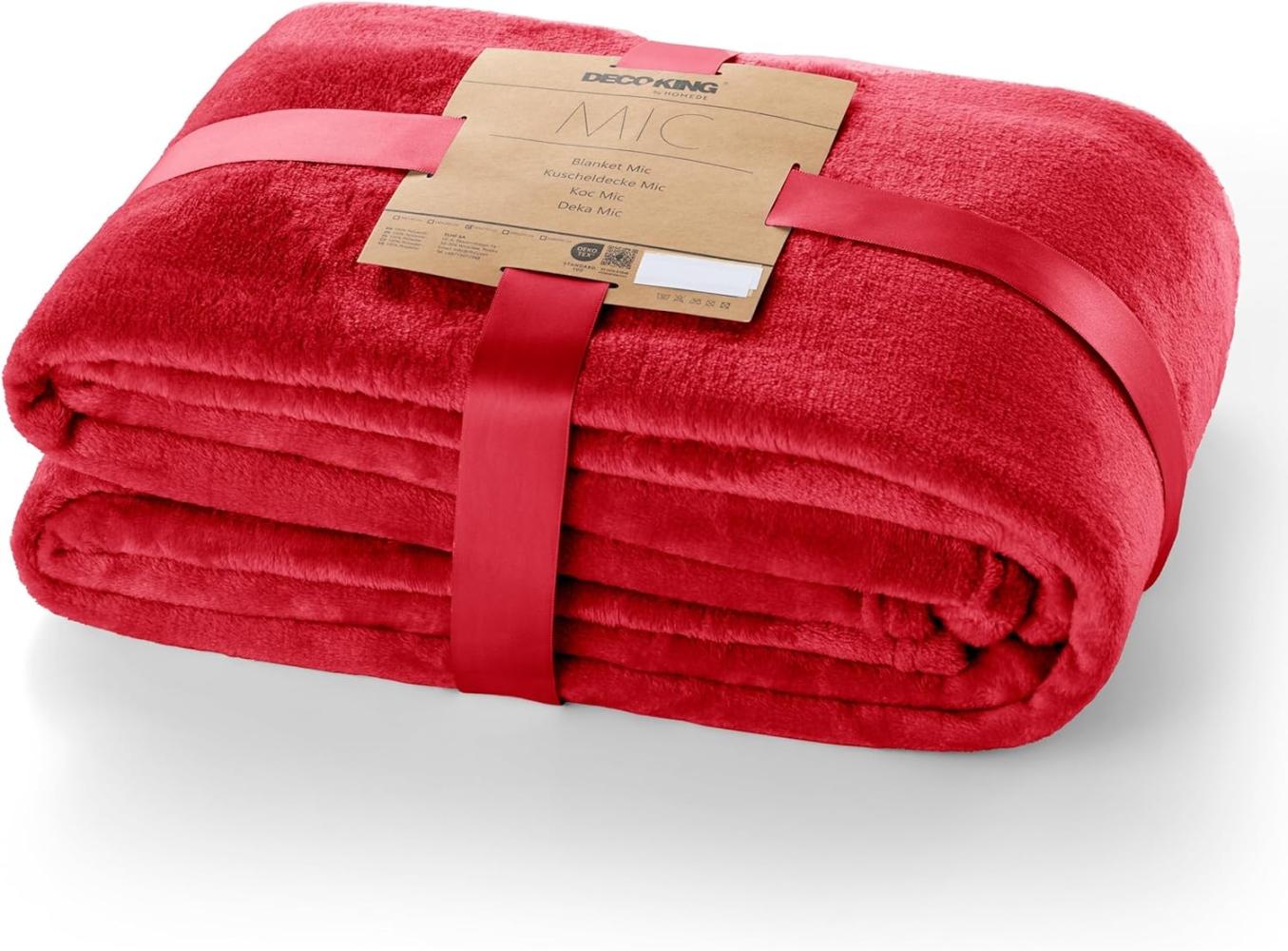 DecoKing Kuscheldecke 150x200 cm rot Decke Microfaser Tagesdecke Fleece weich sanft kuschelig red Mic Bild 1