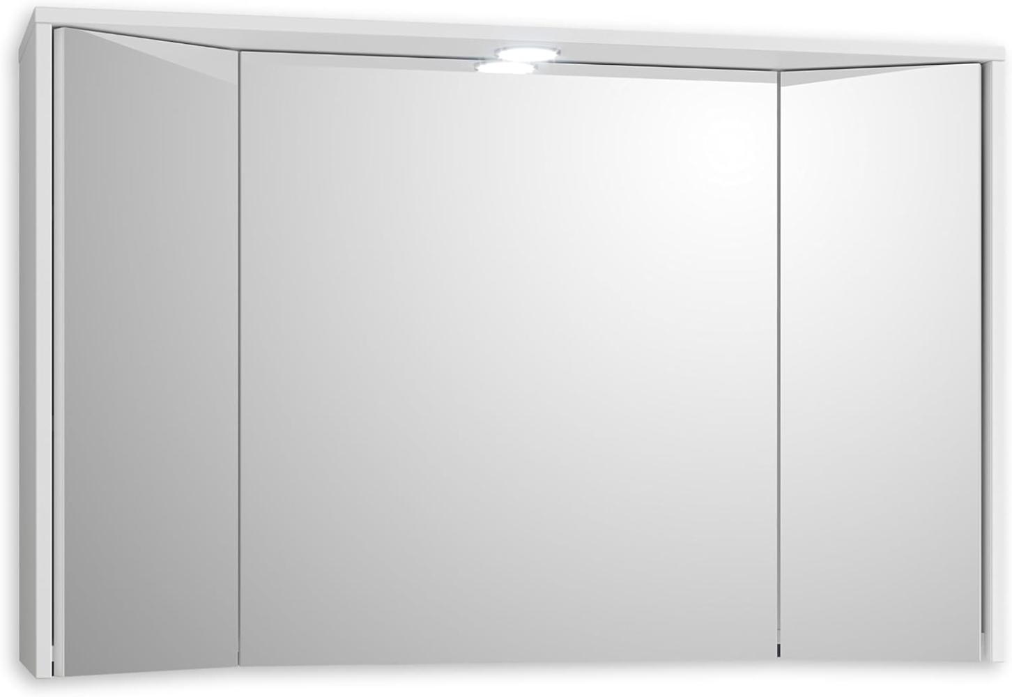 Stella Trading THREE Spiegelschrank Bad mit Beleuchtung in Weiß - Badezimmerspiegel Schrank mit viel Stauraum - 106 x 68 x 27 cm (B/H/T) Bild 1