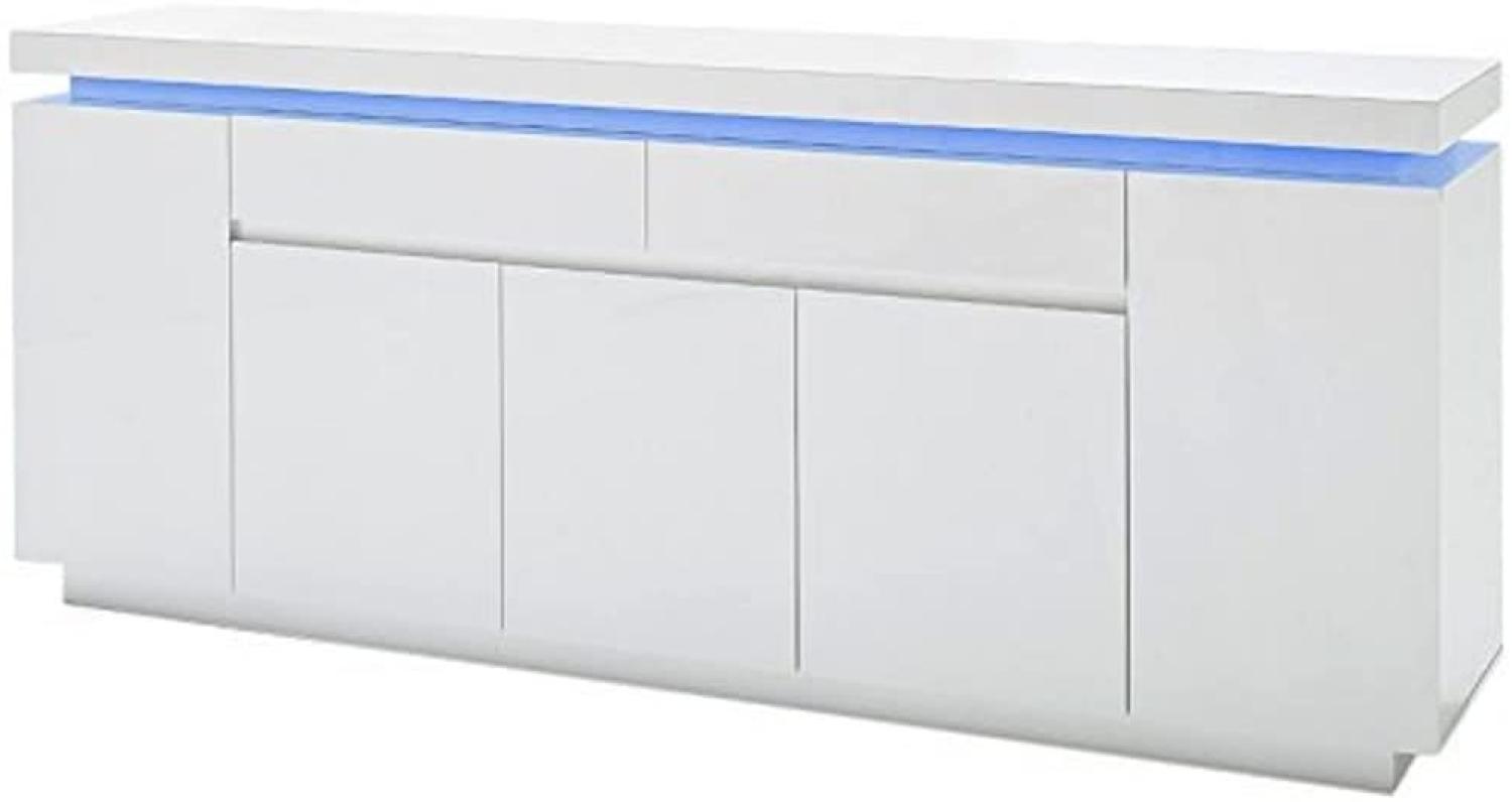 Sideboard OCEAN Weiß Hochglanz inkl. RGB-Beleuchtung 200 cm Bild 1