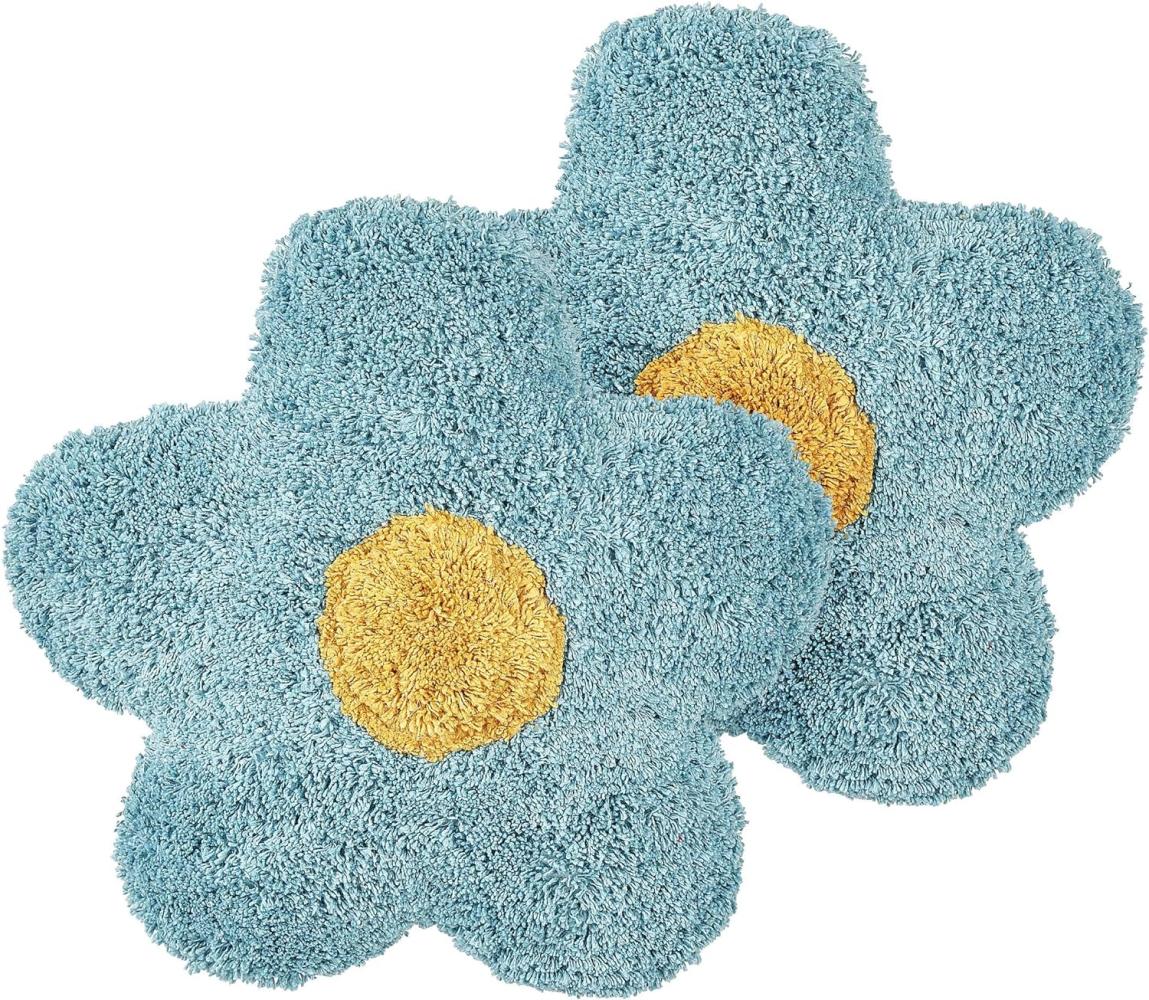 Dekokissen Baumwolle Blumenform blau 30 x 30 cm 2er Set SORREL Bild 1