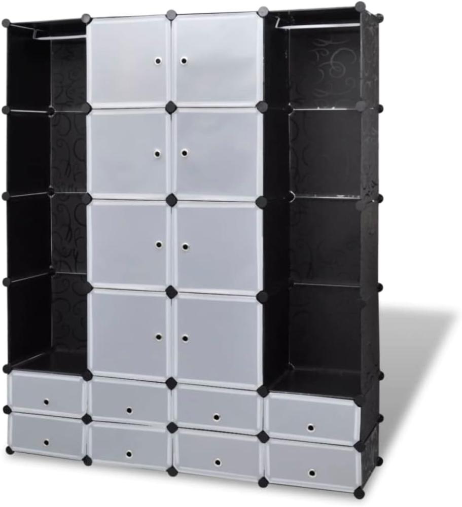 vidaXL Modularer Schrank mit 18 Fächern schwarz/weiß 37x146x180,5cm Bild 1