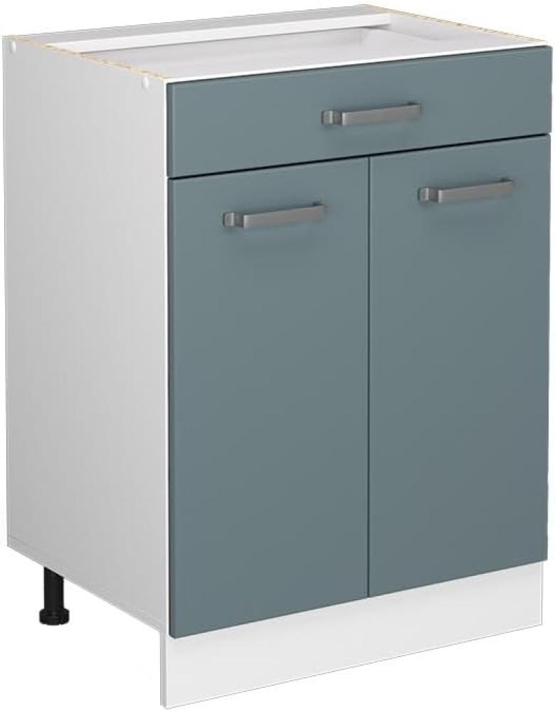Vicco Küchenunterschrank R-Line, Blau-Grau/Weiß, 60 cm mit Schublade, AP Anthrazit Bild 1