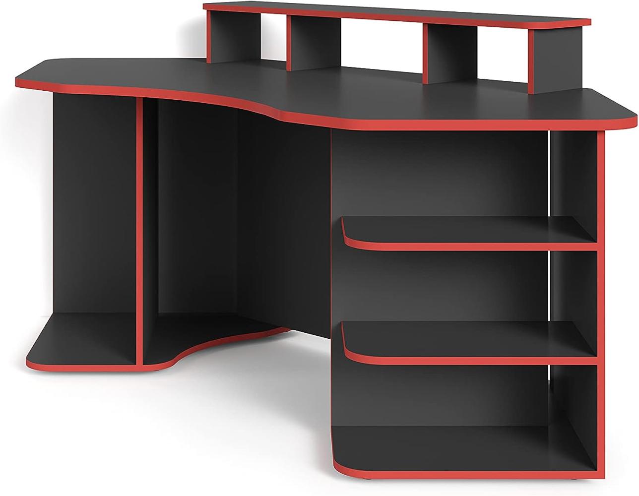 byLIVING Schreibtisch 'Thanatos' Gaming-Tisch in Anthrazit mit Kanten in Rot, Eck-Schreibtisch mit viel Stauraum und XXL Tischplatte, 198x76x85cm (BxHxT) Bild 1