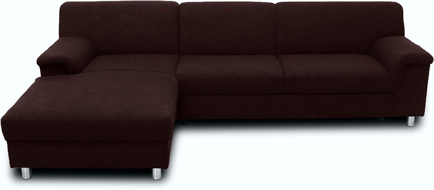 DOMO. collection Jamie Ecksofa, Sofa mit Schlaffunktion, Couch in L-Form, modernes Schlafsofa, braun, 251x150x72 cm Bild 1