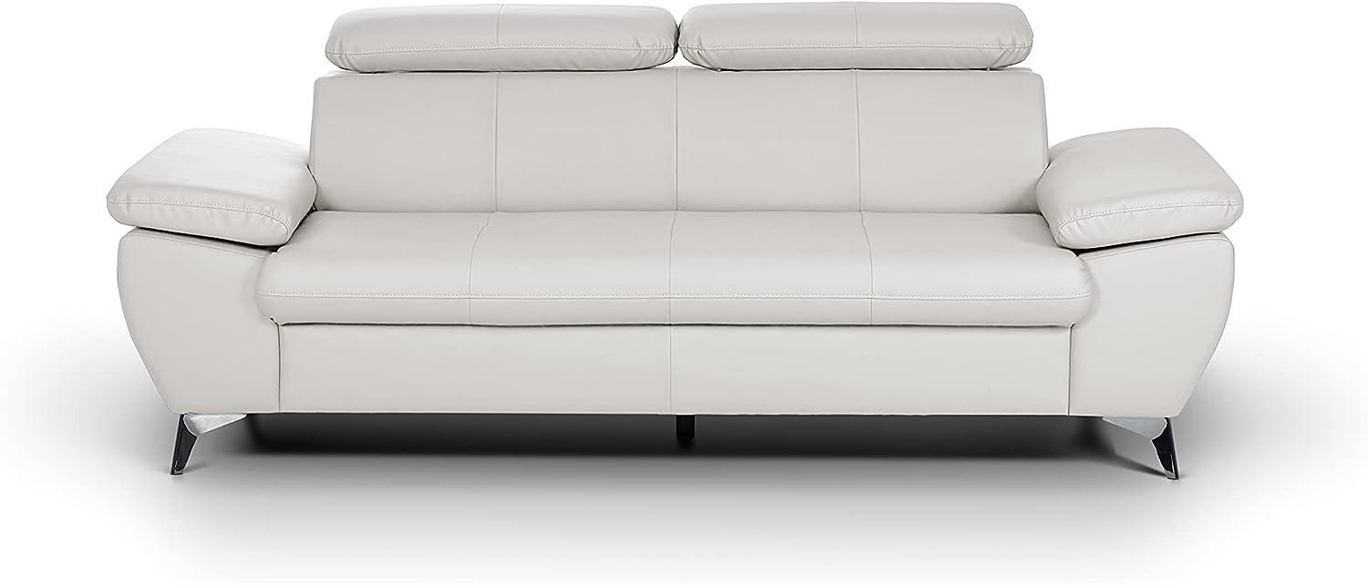 Mivano 3er-Sofa Gisele / Sofagarnitur mit Kopfteilverstellung und Armteilfunktion / 217 x 83 x 100 / Kunstleder, Weiß Bild 1