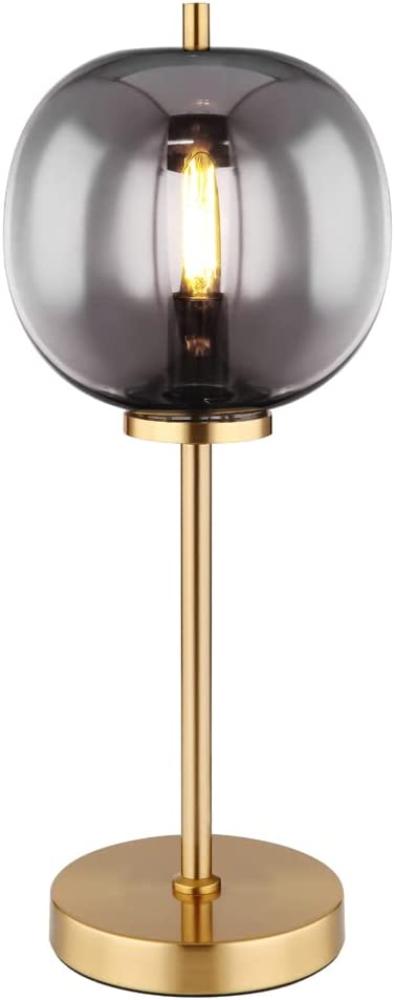 GLOBO Tischlampe Wohnzimmer Tischleuchte Messing gold Rauchglas Glas 15345TMM Bild 1