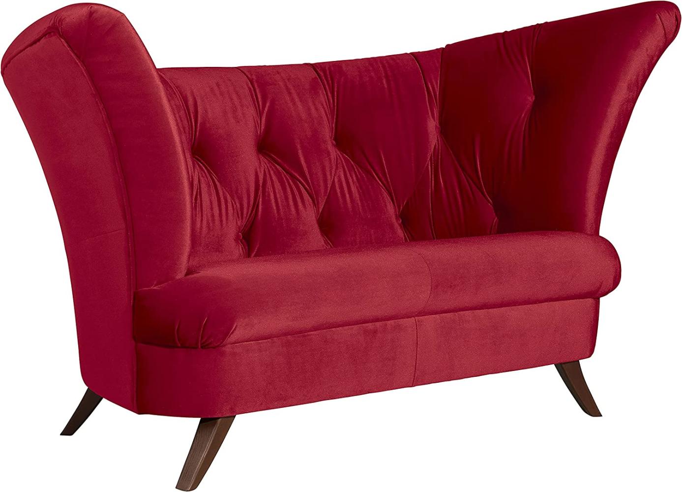 Don Sofa 2-Sitzer Samtvelours Rot Buche Nussbaumfarben Bild 1